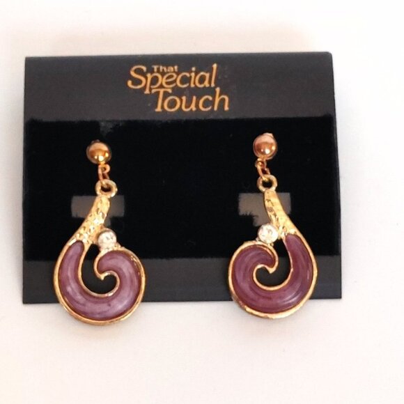 Vintage Lavender Swirl Necklace and Earrings Set BNWT That Special Touch Gold - Picture 4 of 6
